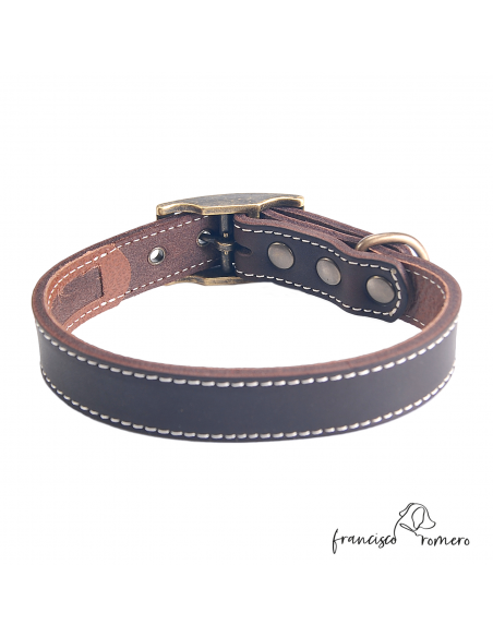Collar Piel Engrasada Antiparasitario Oro Viejo Marrón