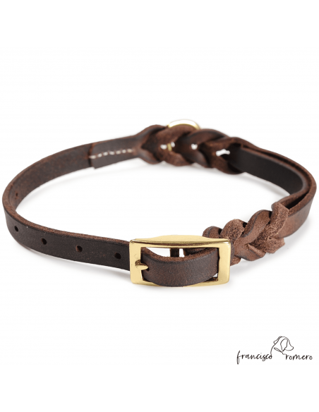 Collar Piel Doble Trenzado 1,3 cm Latón