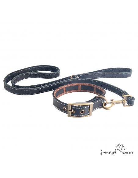 Collar Piel Engrasada Antiparasitario Oro Viejo Negro
