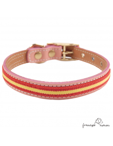 Collar Doble Piel con bandera España...