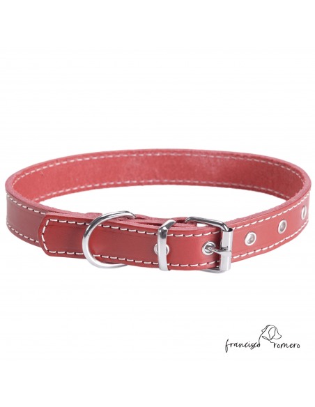 Collar Piel Vaquetilla Hebilla rulo Burdeos