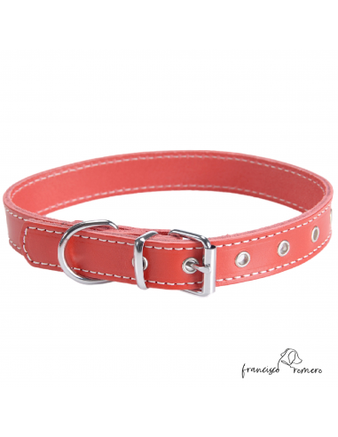 Collar Piel Vaquetilla Hebilla rulo Rojo