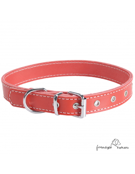 Collar Piel Vaquetilla Hebilla rulo Rojo