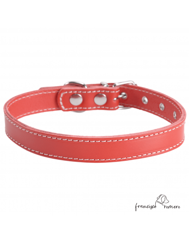 Collar Piel Vaquetilla Hebilla rulo Rojo