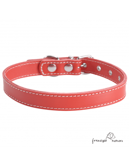 Collar Piel Vaquetilla Hebilla rulo Rojo