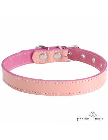 Collar Piel Vaquetilla Hebilla rulo Rosa