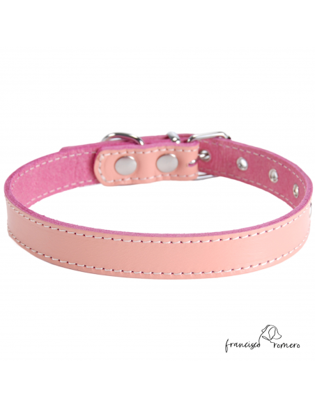 Collar Piel Vaquetilla Hebilla rulo Rosa