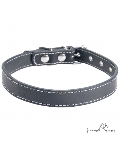 Collar Piel Vaquetilla Hebilla rulo Negro