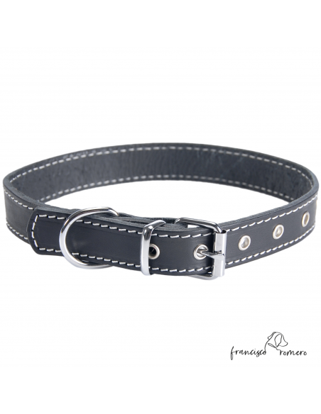 Collar Piel Vaquetilla Hebilla rulo Negro
