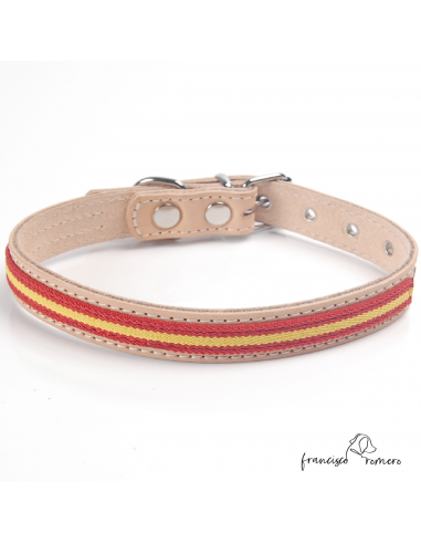Collar piel vaquetilla bandera España...