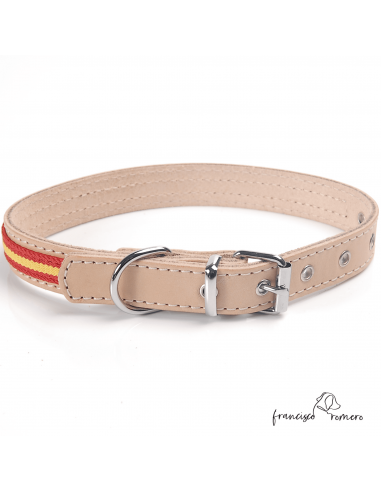 Collar piel vaquetilla bandera España...