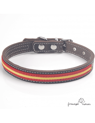 Collar piel vaquetilla bandera España...