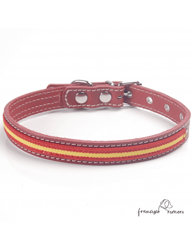 Collar piel vaquetilla bandera España...