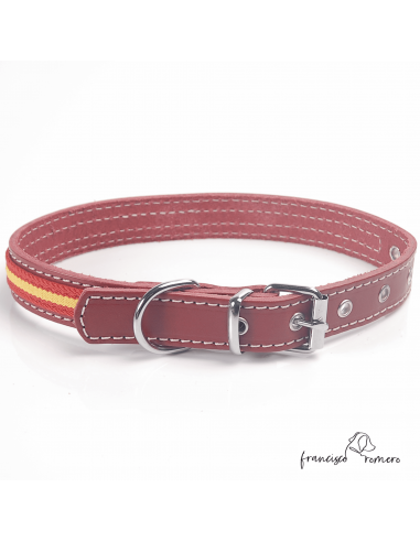 Collar piel vaquetilla bandera España...