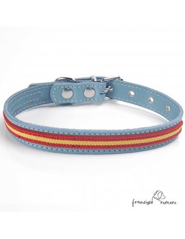 Collar piel vaquetilla bandera España...