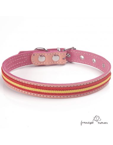 Collar piel vaquetilla bandera España...
