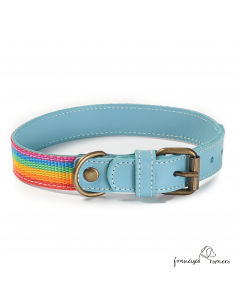 Collar Piel Arco Iris Celeste