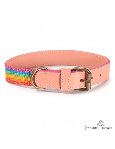 Collar Piel Arco Iris Rosa