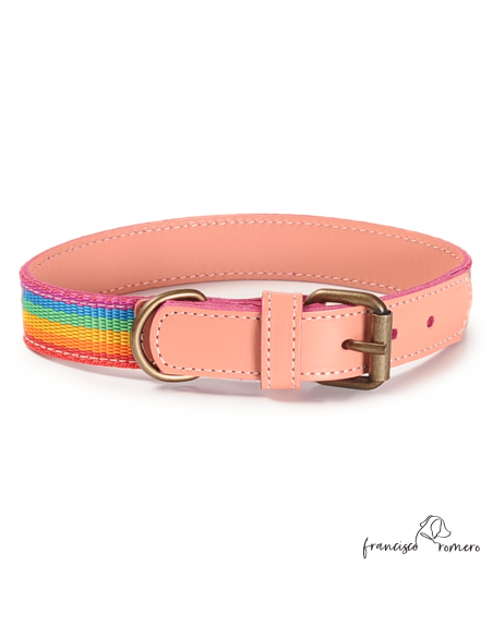 Collar Piel Arco Iris Rosa