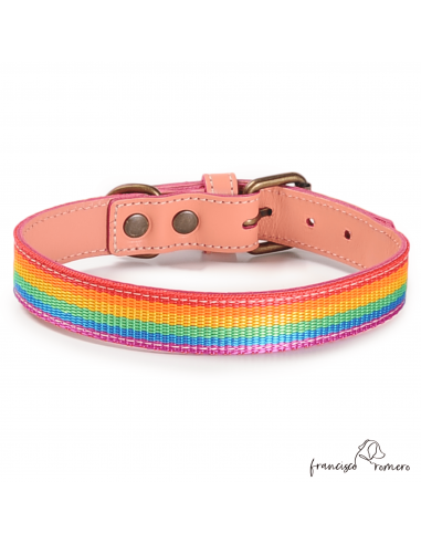 Collar Piel Arco Iris Rosa