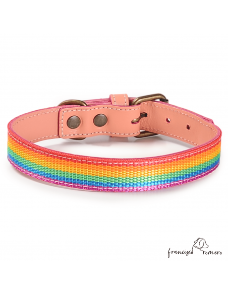 Collar Piel Arco Iris Rosa
