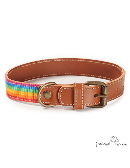 Collar Piel Arco Iris Caramelo