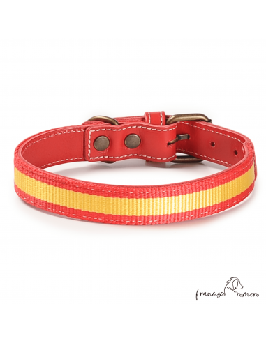 Collar Piel Bandera España Rojo