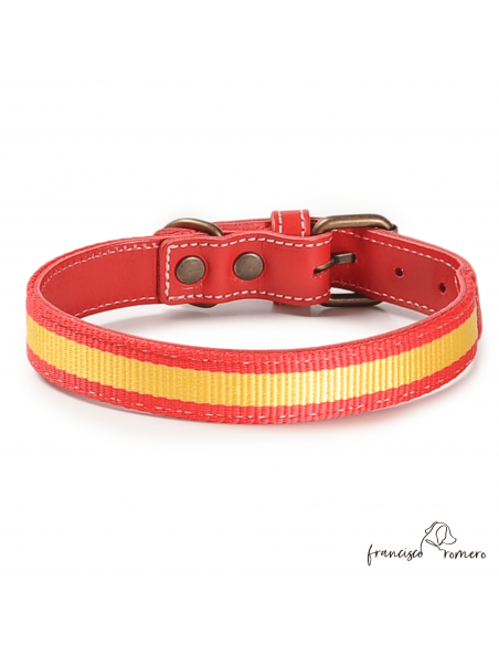 Collar Piel Bandera España Rojo