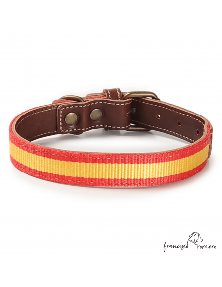 Collar Piel Bandera España Chocolate