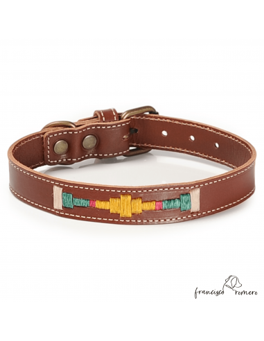 Collar Piel Bordado Argentino Chocolate