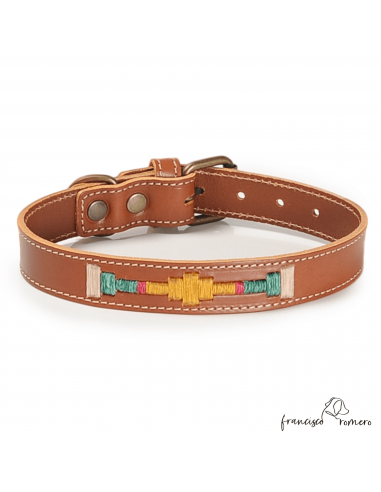 Collar Piel Bordado Argentino Caramelo