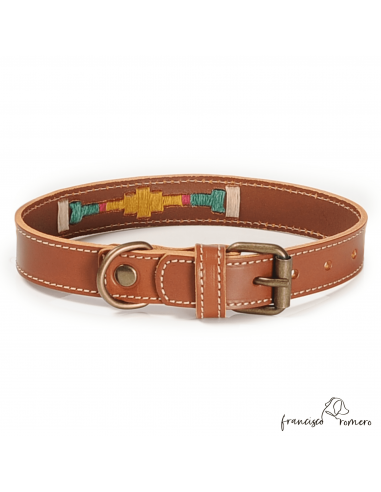 Collar Piel Bordado Argentino Caramelo