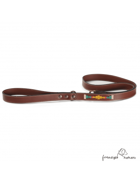 Correa Piel Bordado Argentino Chocolate