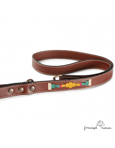 Correa Piel Bordado Argentino Chocolate