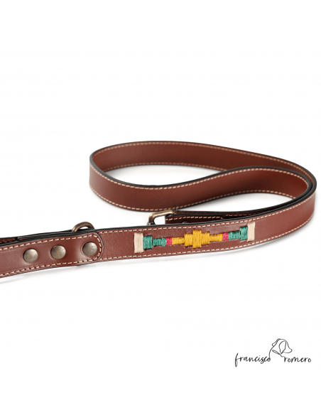 Correa Piel Bordado Argentino Chocolate