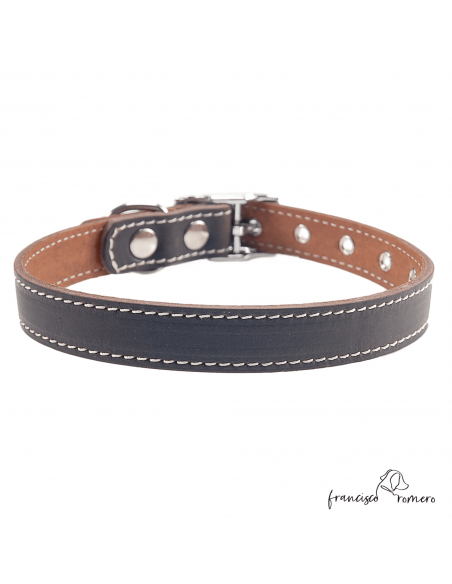 Collar Doble Piel vaquetilla con herrajes en Níquel Marrón