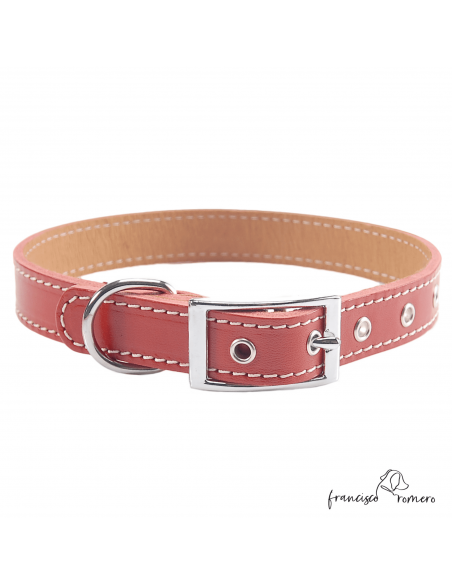 Collar Doble Piel vaquetilla con herrajes en Níquel Rojo