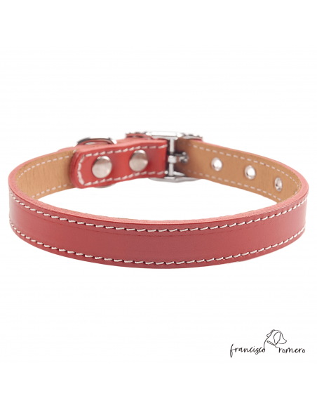 Collar Doble Piel vaquetilla con herrajes en Níquel Rojo