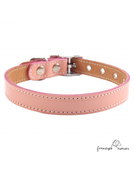 Collar Doble Piel vaquetilla con herrajes en Níquel Rosa