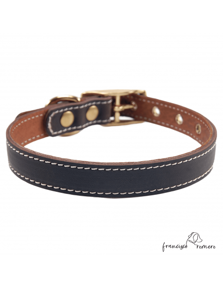 Collar Doble Piel con Herrajes de Latón Marrón