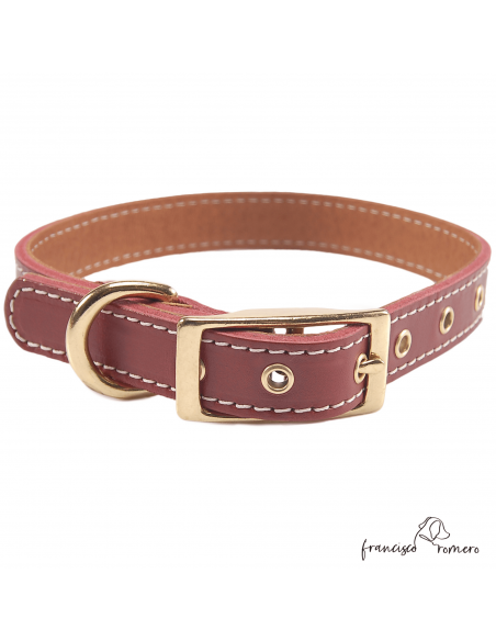 Collar Doble Piel con Herrajes de Latón Burdeos