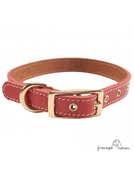 Collar Doble Piel con Herrajes de Latón Rojo