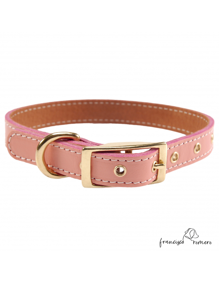 Collar Doble Piel con Herrajes de Latón Rosa