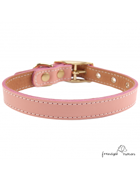 Collar Doble Piel con Herrajes de Latón Rosa