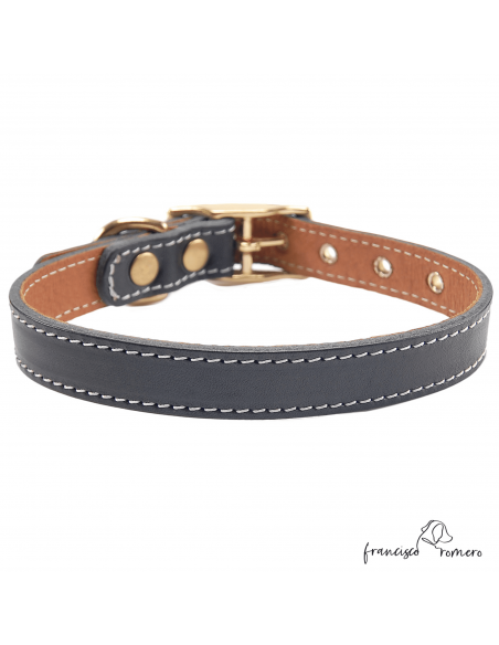 Collar Doble Piel con Herrajes de Latón Negro