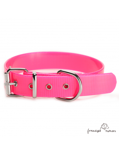 Collar Biothane Gold Ancho 2,5 cm H-Rulo Rosa