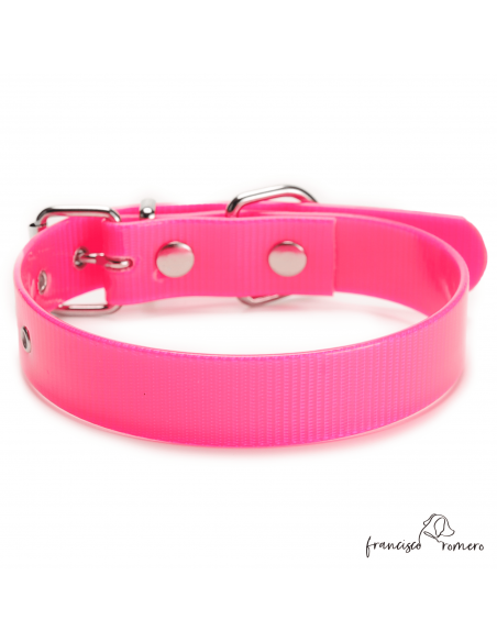 Collar Biothane Gold Ancho 2,5 cm H-Rulo Rosa