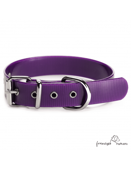 Collar Biothane Gold Ancho 2,5 cm H-Rulo Violeta