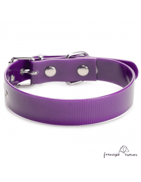 Collar Biothane Gold Ancho 2,5 cm H-Rulo Violeta