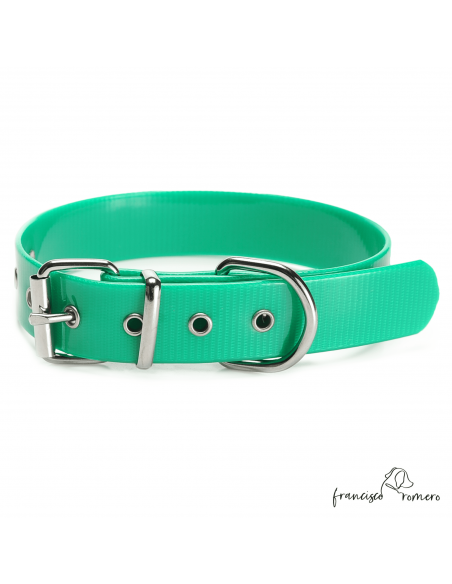 Collar Biothane Gold Ancho 2,5 cm H-Rulo Verde